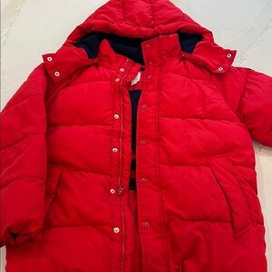 GAP Kids Red Puffer with Navy Fleece Interior Coat